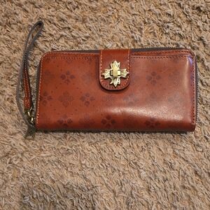 Patricia Nash Floral Embossed Brown Leather Wallet